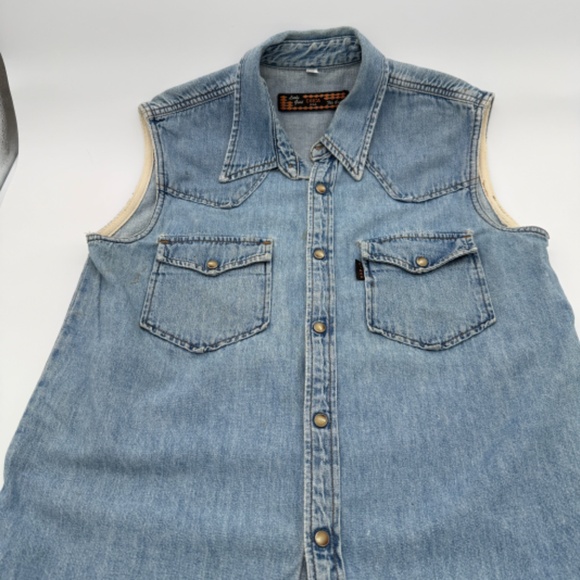 Vintage Circa USA Denim Western Snap Shirt Sleeveless Western Style Small - Picture 2 of 15